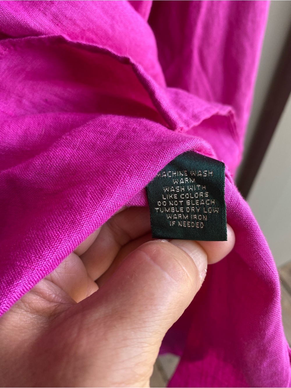 Lauren Ralph Lauren Linen Button-Down Shirt in Bright Fuchsia - 3X New with tags - Picture 8 of 9